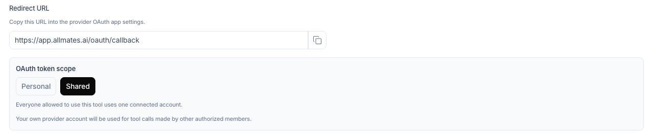 OAuth token scope with Shared selected