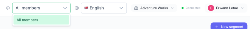 Header with the Segment selector open on All members