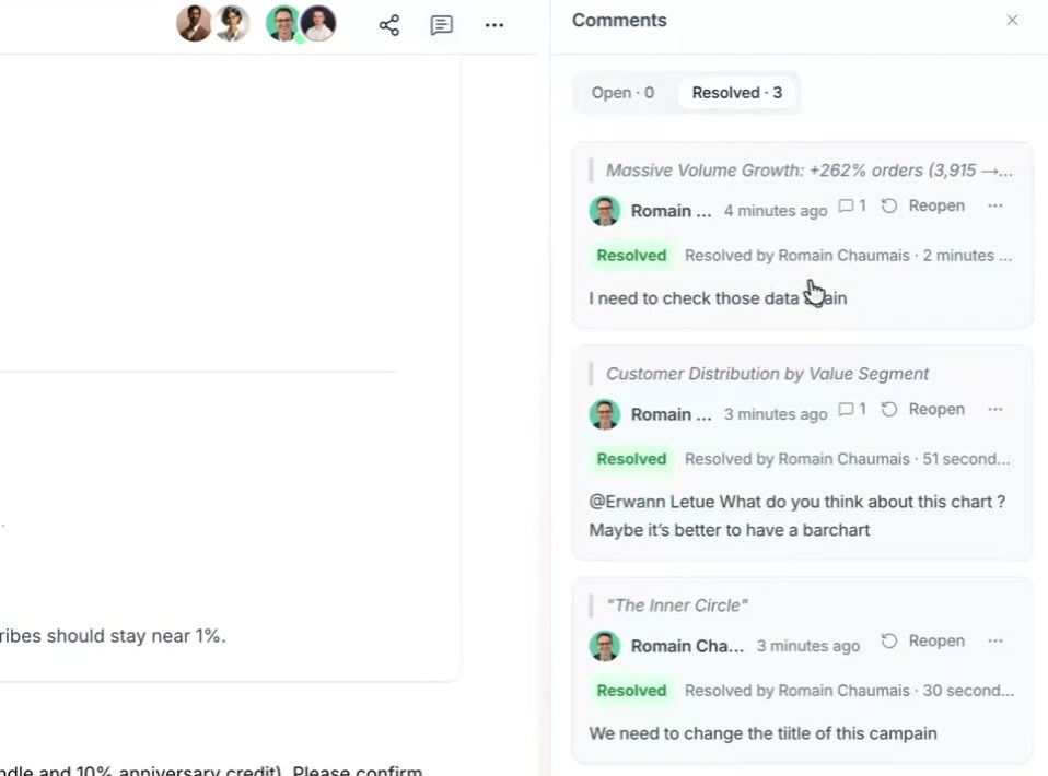 Resolved filter of the Comments panel